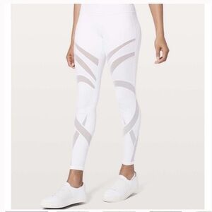 Lululemon White Mesh Panel Leggings
